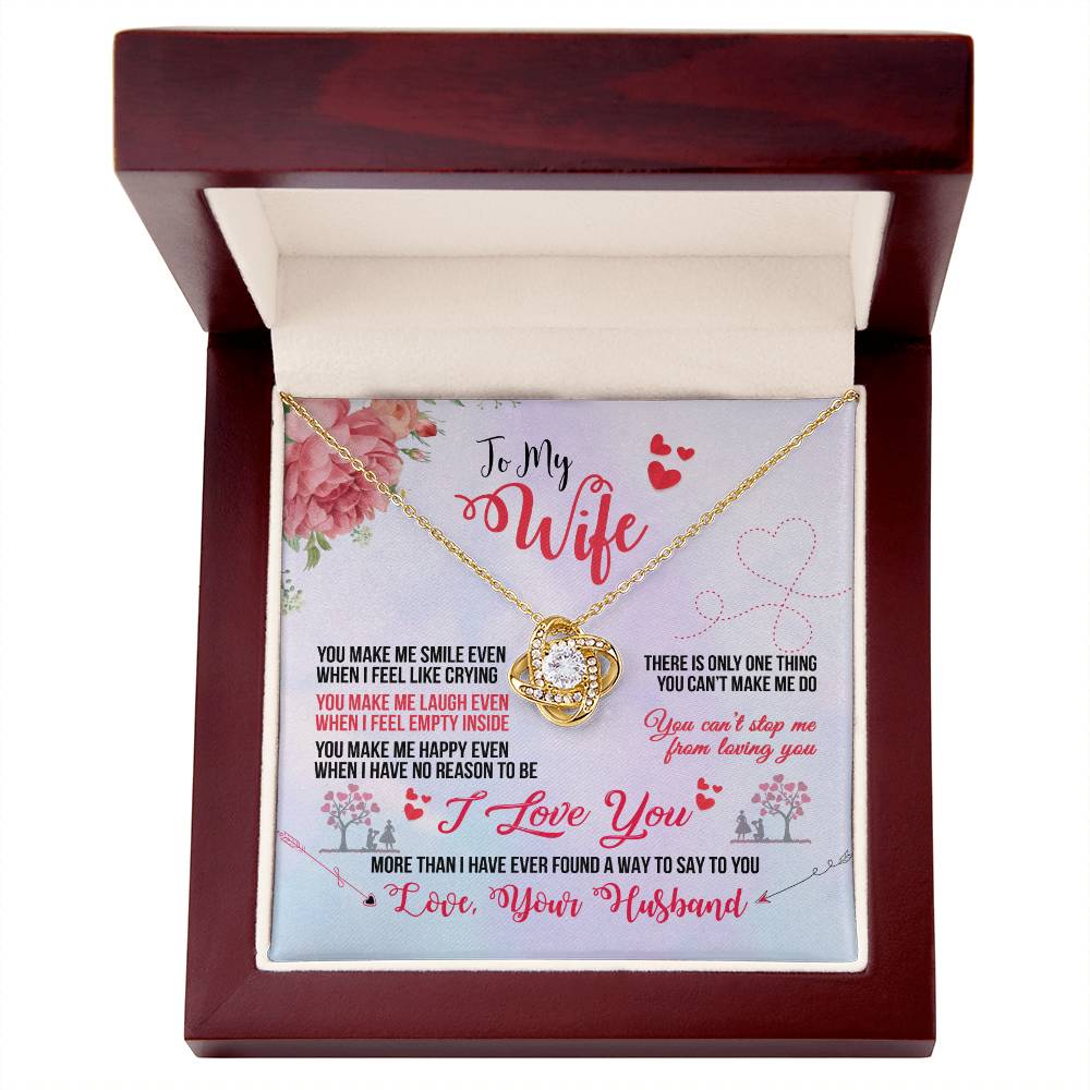 White Gold Love Knot Necklace for Wife