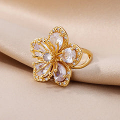 Pink Zircon Flower Ring