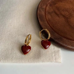 Red Wine Heart Earring