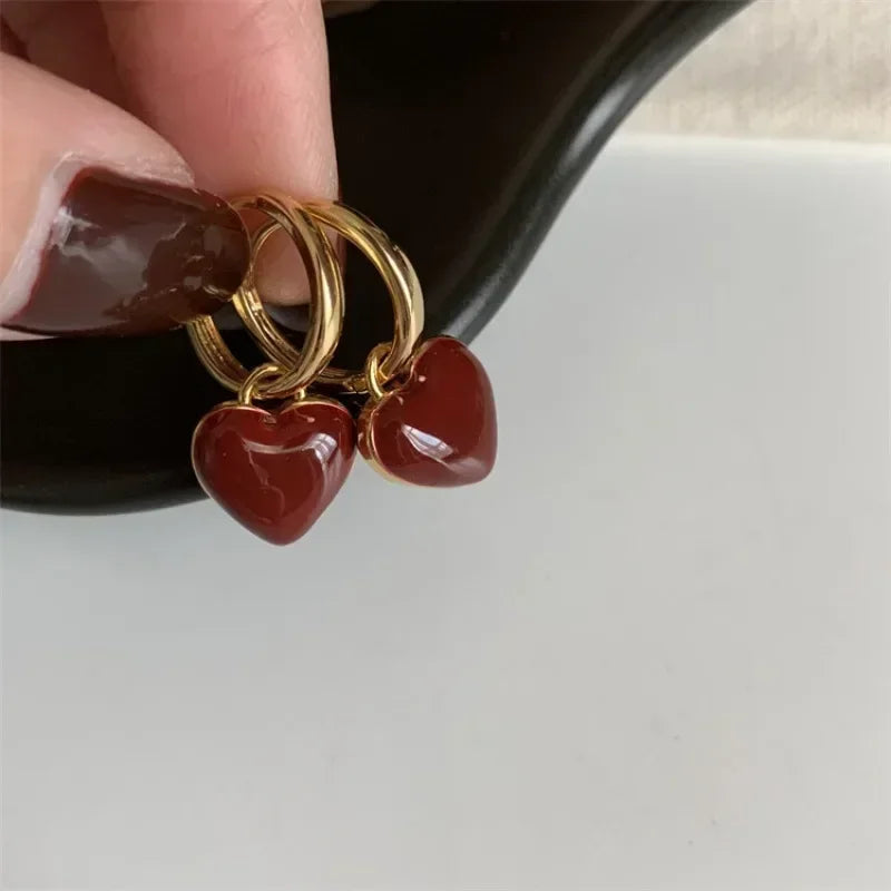 Red Wine Heart Earring