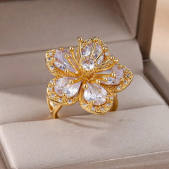 Pink Zircon Flower Ring