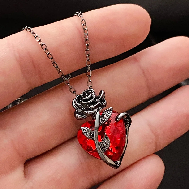 Gothic Rose Heart Necklace