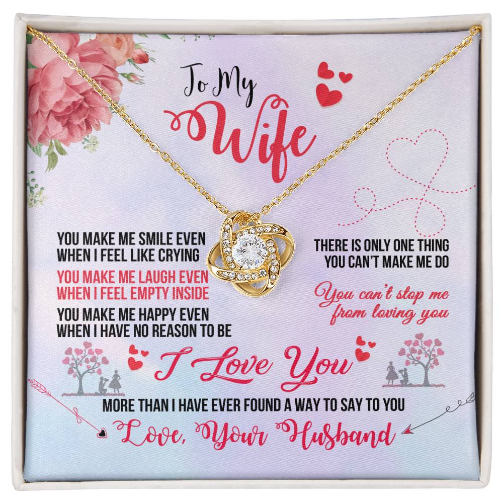 White Gold Love Knot Necklace for Wife