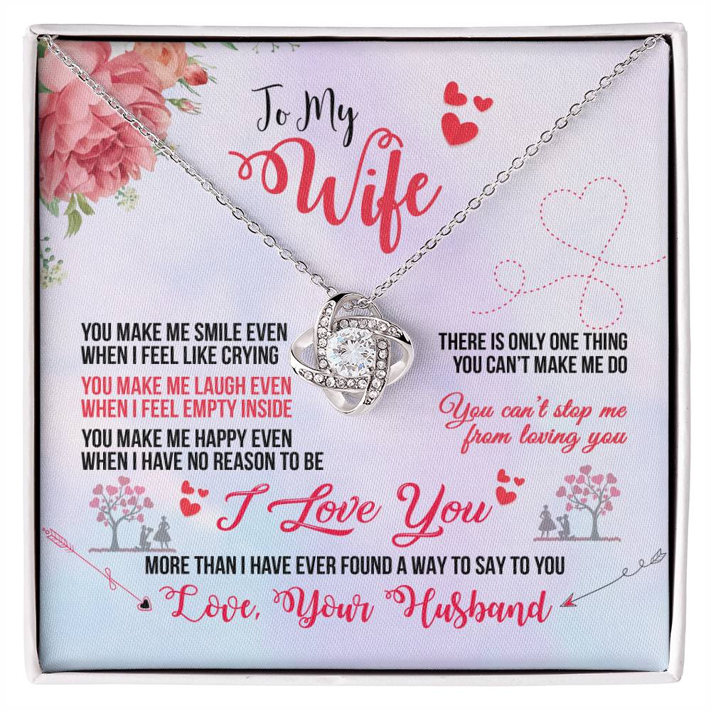 White Gold Love Knot Necklace for Wife