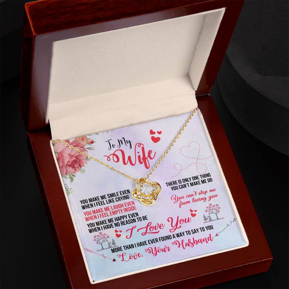 White Gold Love Knot Necklace for Wife