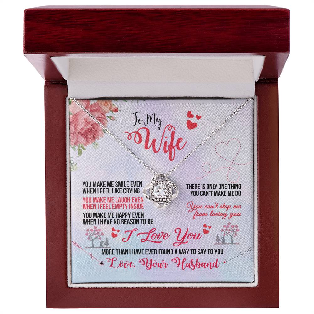White Gold Love Knot Necklace for Wife